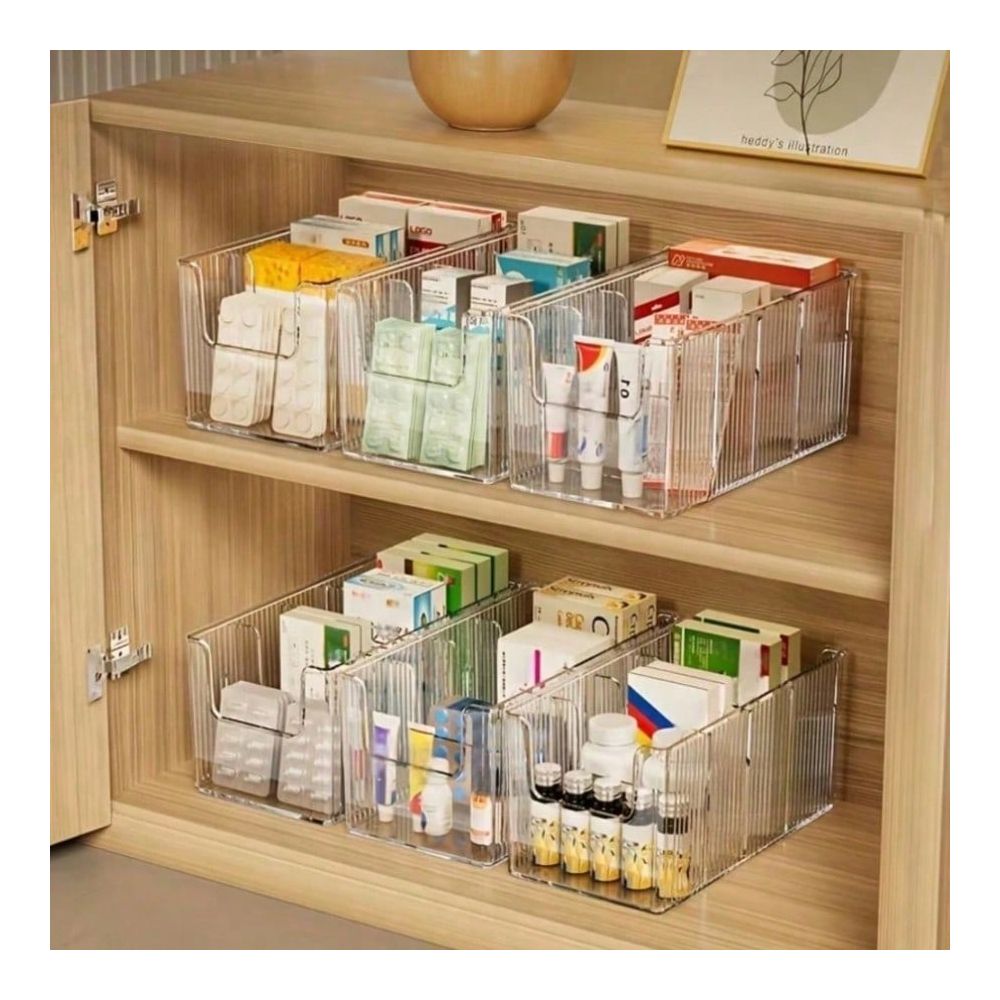 First Aid Kit - 1pc Large 4-Compartment Transparent Pill Box