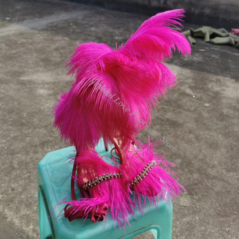 Bandage - Factory Fuchsia Long Bird Feather Bling