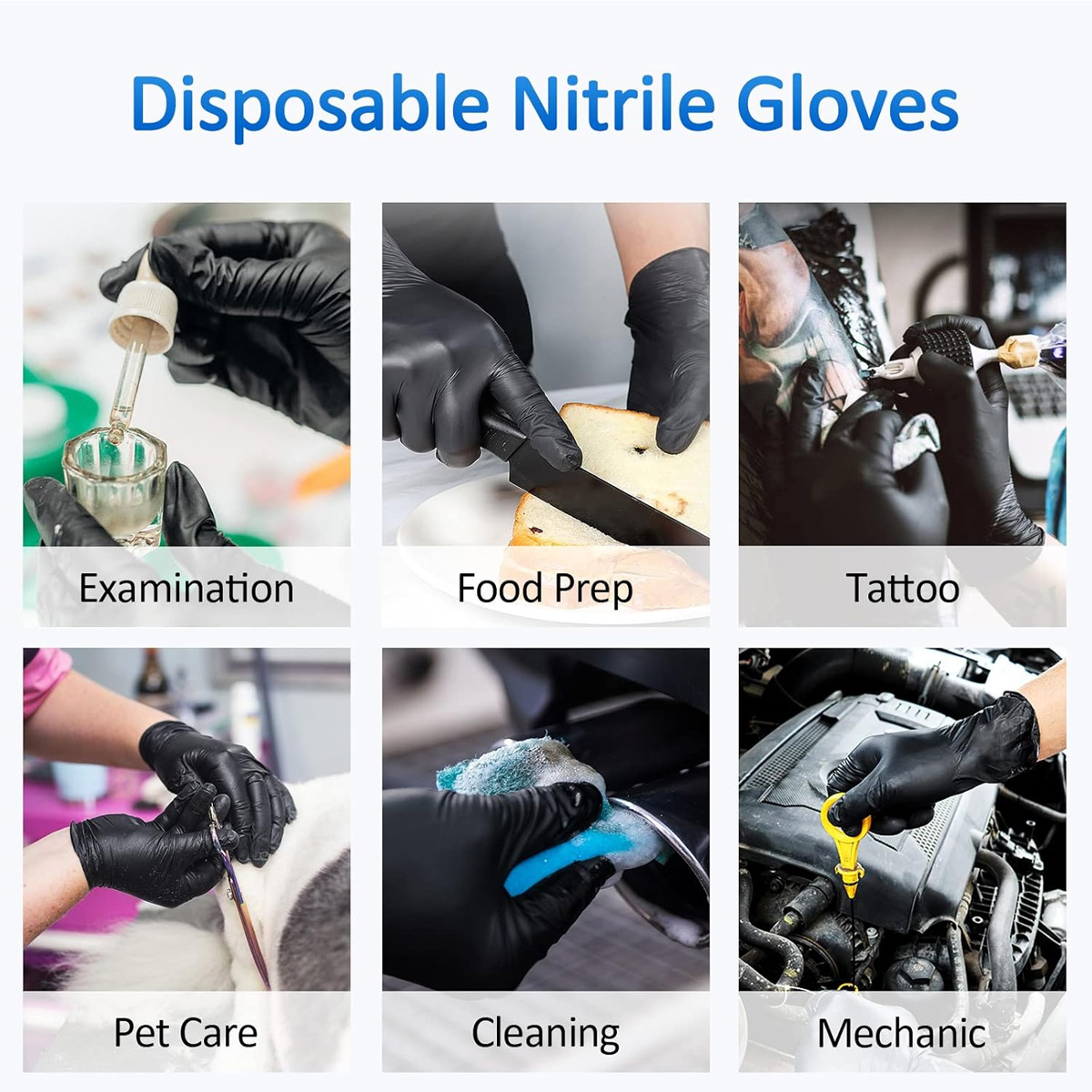 10/50 Pcs Disposable Black Nit - Medical Gloves recension och pris
